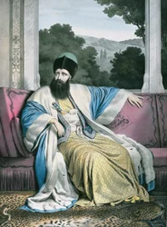 Michael Soutzo (Mihai Sutu), Príncipe de Moldavia 1819-21, grabado por Lemercier para 